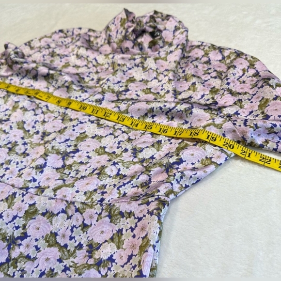 (SOLD) ZARA Satin Effect Mock Neck Longsleeve Dress XL, Purple/Green - Picture 5 of 12